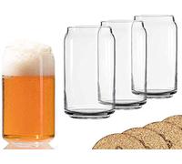Ecodesign Drinkware Libbey Beer Glass Can Shaped 16 oz - Pint Beer Glasses 4 PACK w/coasters