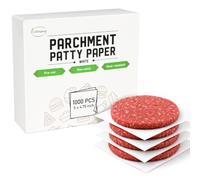 EcoDispose White Hamburger Patty Paper, 1000 Sheets 5" x 4.75" Pre-cut Non-Stick Parchment Paper for Burger Separating, Oven Baking, Wrapping & Freezing - Bulk Commercial Grade