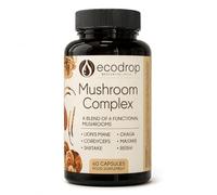 EcoDrop 6 Mushroom Complex Supplement - Lion’s Mane - 60 Capsules | Mushroom blend of Lion’s Mane, Reishi, Chaga, Cordyceps, Shiitake & Maitake. 60 capsules, up to 2 months’ supply. Made in UK.