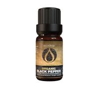 Ecodrop Black Pepper Essential Oil - 10ml | 100% Natural Indian Piper Nigrum Oil | Organic Aromatherapy Diffuser & Massage Oil for The Mind, Mood, Muscle Tension, Stress & Focus