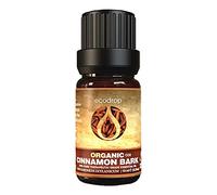 Ecodrop Cinnamon Bark Essential Oil - 10ml | 100% Natural Indian Cinnamomum Zeylanicum Oil | Organic Aromatherapy Diffuser & Massage Oil for Mental Calm, Mood, Sore Muscles & Focus