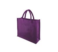 Ecoduka® Classic Coloured Supermarket Jute Shopper Bag, Eco Hessian Dyed Shopping Bag with Short Padded Handles | Sustainable Reusable Market Bag | UK Supplier (Purple, 25 Pack)