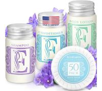 EcoEarth Luxury Travel & Hotel Set 200 x 30ml Premium Ingredients & Presentation for Gifts Includes 50 Round Soaps, 50 Shampoos, 50 Conditioners and 50