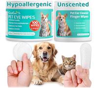EcoEarth Premium 100 Pcs Eye Wipes & 50 Pcs Ear Cleaner Wipes for Dogs & Cats - Pet Eyes & Ear Cleaning Finger Pads - Pre-Soaked & Disposable Wipes for Tear Stains, Wax & Dirt Removal