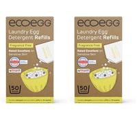 ecoegg Laundry Egg Refills - Non Bio Laundry Detergent for Sensitive Skin - 50 Washes Fresh Linen (Pack of 2)