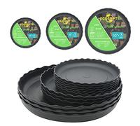 ECOESPTI 12Pcs Plant Saucer, 6 8 10 Inch Durable Plastic Plant Tray, Black Round Plant Pot Saucers, Drip Tray for Indoor and Outdoor Garden
