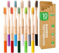 ECOETBOO Medium Bristles Toothbrushes for Adults 10 Pack - BPA Free Bamboo Toothbrush, Eco Friendly Natural Organic Toothbrushes Bulk Multi Color