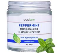 Ecofam Toothpaste Powder - Remineralizing Tooth Powder, Hydroxyapatite and Xylitol, Fluoride Free, Supports Enamel Strength & Gum Health - Peppermint