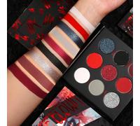 ecofavor Red Goth Eyeshadow Palette - 9 Colors True Hot Red Black Eye Shadows | Halloween Glitters Makeup | Matte Shimmer High Pigmentation | Clown Vampire SFX Halloween Christmas Palette