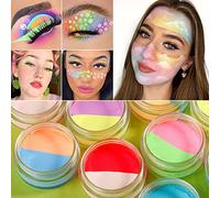 ecofavor Water Activated Eyeliner Pastel, UV Reactive Pastel Cake Eyeliner, 10 Color in 5 Cake Hydra Eye Liner,UV Glow Blacklight Body Face Makeup Paint, Costume Halloween and Club Makeup Art Paint