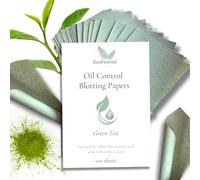 EcoFeminii Green Tea Facial Oil Blotting Papers (100 Medium Sheets, 6cm x 9cm) - Max Absorbency Sheets for Face & T-Zone, Fresh Complexion