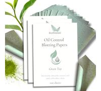EcoFeminii Green Tea Facial Oil Blotting Papers Triple Pack (300 Medium Sheets, 6cm x 9cm) - Max Absorbency Sheets for Face & T-Zone, Fresh Complexion