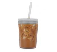 Ecoffee Cup 12oz 350ml Frio Reusable Plant Based PLA Cold Drink Cup with Straw, Iced Coffee Tumbler, Melamine Free & Dishwasher Safe, Ideal for Iced Lattes & Frappés