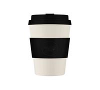 Ecoffee Cup 12oz 350ml Reusable Eco-Friendly 100% Plant Based Coffee Cup with Silicone Lid & Sleeve - Melamine Free & Biodegradable Dishwasher/Microwave Safe Travel Mug, Black Nature