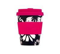 Ecoffee Cup 12oz 350ml Reusable Eco-Friendly 100% Plant Based Coffee Cup with Silicone Lid & Sleeve - Melamine Free & Biodegradable Dishwasher/Microwave Safe Travel Mug (Infloresence)