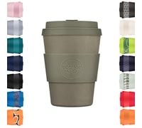 Ecoffee Cup 12oz 350ml Reusable Eco-Friendly 100% Plant Based Coffee Cup with Silicone Lid & Sleeve - Melamine Free & Biodegradable Dishwasher/Microwave Safe Travel Mug, Molto Grigio