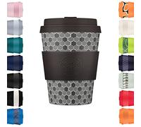 Ecoffee Cup 12oz 350ml Reusable Eco-Friendly 100% Plant Based Coffee Cup with Silicone Lid & Sleeve - Melamine Free & Biodegradable Dishwasher/Microwave Safe Travel Mug, Fermis Paradox