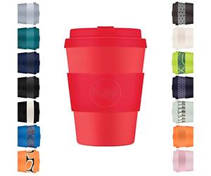 Ecoffee Cup 12oz 350ml Reusable Eco-Friendly 100% Plant Based Coffee Cup with Silicone Lid & Sleeve - Melamine Free & Biodegradable Dishwasher/Microwave Safe Travel Mug, Meridian Gate