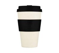 Ecoffee Cup 14oz 400ml Reusable Eco-Friendly 100% Plant Based Coffee Cup with Silicone Lid & Sleeve - Melamine Free & Biodegradable Dishwasher/Microwave Safe Travel Mug, Black Nature