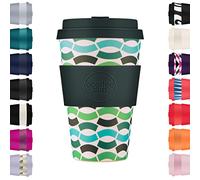 Ecoffee Cup 14oz 400ml Reusable Eco-Friendly 100% Plant Based Coffee Cup with Silicone Lid & Sleeve - Melamine Free & Biodegradable Dishwasher/Microwave Safe Travel Mug, Bloki Balentina