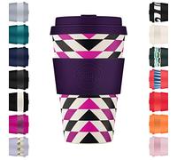 Ecoffee Cup 14oz 400ml Reusable Eco-Friendly 100% Plant Based Coffee Cup with Silicone Lid & Sleeve - Melamine Free & Biodegradable Dishwasher/Microwave Safe Travel Mug, Fancy Wang