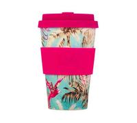 Ecoffee Cup 14Oz 400Ml Reusable Eco-Friendly 100% Plant Based Coffee Cup With Silicone Lid & Sleeve, Rancho Aloha