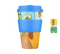 Ecoffee Cup 14oz 400ml Van Gogh Collection Reusable Eco-Friendly 100% Plant Based Coffee Cup with Silicone Lid & Sleeve - Melamine Free & Biodegradable Dishwasher/Microwave Safe Travel Mug, Bedroom