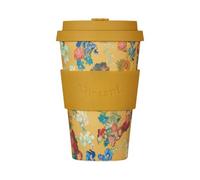Ecoffee Cup 14Oz 400Ml Van Gogh Design Reusable Eco-Friendly 100% Plant Based Coffee Cup With Silicone Lid & Sleeve, Flowers