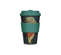 Ecoffee Cup 14oz 400ml Van Gogh Collection Reusable Eco-Friendly 100% Plant Based Coffee Cup with Silicone Lid & Sleeve - Melamine Free Dishwasher/Microwave Safe Travel Mug (Self Portrait)