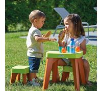 Ecoiffier Picnic Table Set and Stool | Pretend Food Included | Indoor and Outdoor Use | 12 months +