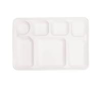 ECOFLAVOUR ADD THE GOODNESS Disposable 3, 5 and 7 Compartment Heavy-Duty Plates Eco-Friendly Compostable Sugarcane Paper Plates in Pack of 25 and 125 (50, 7 Compartments)