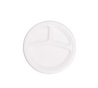 ECOFLAVOUR ADD THE GOODNESS Disposable 3 Compartment Heavy-Duty Plates Eco-Friendly Compostable Sugarcane Paper Plates - Pack of 125