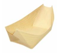 ECOFLAVOUR ADD THE GOODNESS Large Wooden Boat Dishes, Natural Pine, 18.5 x 10cm, 50 Pack, Disposable Serving Bowls for Parties, Weddings, Catering, Food Presentation