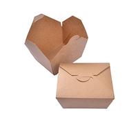 EcoFlavour Brown Kraft Paper Rectangular Takeaway Boxes - Pack of 50, 800ml, 13.2 x 11 x 6.5cm - Ideal for Hot & Cold Food, Events & Street Food