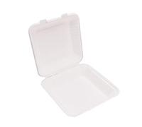 EcoFlavour Disposable Strong Clamshell Takeaway Containers - White - 9x9 Inches single compartment - Set Of 100 - Biodegradable, Compostable, Recyclable Bagasse Food Containers/Lunch boxes