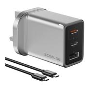 EcoFlow GaN 65W USB C Charger with 100W Cable, 3 Ports PPS Compact Charger Fast Charging Charger Adapter Compatible with iPhone 17/16/15/14/13, Galaxy, Pixel 4, iPad, AirPods, MacBook, Apple Watch