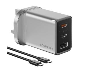 EcoFlow GaN 65W USB C Charger with 100W Cable, 3 Ports PPS Compact Charger Fast Charging Charger Adapter Compatible with iPhone 17/16/15/14/13, Galaxy, Pixel 4, iPad, AirPods, MacBook, Apple Watch