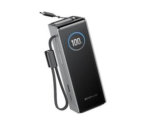 EcoFlow Laptop Power Bank 25000mAh 170W, Built-in Two 100W Retractable Cables, Portable Charger 100W USB C Battery Pack Travel Charger for iPhone 17/16/15 Series, Samsung Galaxy, MacBook, iPad, Silver