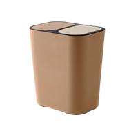EcoFriendly Trash Bins with tive Cartment Sorting SystemPlastic Waste Container with Push Button Coffee Color 29x21x33CM