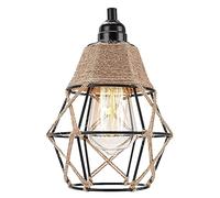 EcoGehen Vintage Metal Wire Cage Hemp Rope Pendant Lamp Shade Boho Industrial DIY Accessories 5.9 Inch Shade for Fan Lamp Floor Lamp Wall Light Deck Light Pendant Lights Dining Room