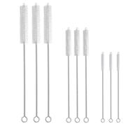 EcoGleam 9pcs Bendable Straw Cleaning Brush Set Extra Long Pipe Cleaner | Reusable 3 Sizes 200mm 250mm 300mm Stainless Steel Nylon Brushes for Water Bottles Cups