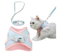 EcoGleam Cat Harness and Leash with Reflective Vest Adjustable Bunny Harness Escape Proof for Walking Running Hiking Camping Outdoor, Cute Small Animal Leash Set