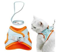 EcoGleam Cat Harness and Leash with Reflective Vest Adjustable Bunny Harness Escape Proof for Walking Running Hiking Camping Outdoor, Cute Small Animal Leash Set