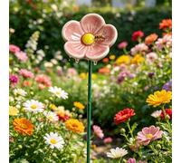 EcoGleam Ceramics Bee Watering Station Cups for Bees Flower Shaped Bee Watering Station for Garden Pollinator Hydration Solution for Outdoor Spaces Colorful Butterfly Feeders