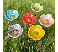 EcoGleam Ceramics Bee Watering Station Cups for Bees Flower Shaped Bee Watering Station for Garden Pollinator Hydration Solution for Outdoor Spaces Colorful Butterfly Feeders