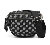 EcoGleam Checkerboard Waist Bag PU Leather Denim Faux Suede for Women | Denim crossbody fanny pack with multiple compartments includes removable wallet Adjustable strap hands-free convenience