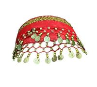 EcoGleam Dog Belly Dancer Skirt with Sequins Bling Belly Dance Hip Waist Wrap Dress (Red)