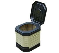 EcoGleam Folding Collapsible Toilets Reusable Emergency Toilets with Lid Anti-Odor Travel Potty for Camping Travel Outdoor Car RV & Emergency Use (Khaki)