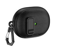 EcoGleam For Huawei FreeBuds Pro 5 Headphones Protective Cover with Phone Stand & Lock Headphone Protective Sleeve Lychee Pattern Anti-Scratch Earphone Case for Outdoor Travel Commute (Black)