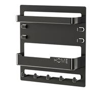 EcoGleam Key Rack Self Stick on Mail Organizer for Office Entryway Garage (Black)